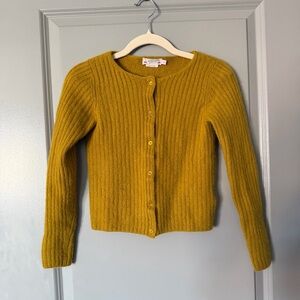 Bonpoint Cashmere Gold Dark Yellow Ribbed Girl’s Cardigan Sweater